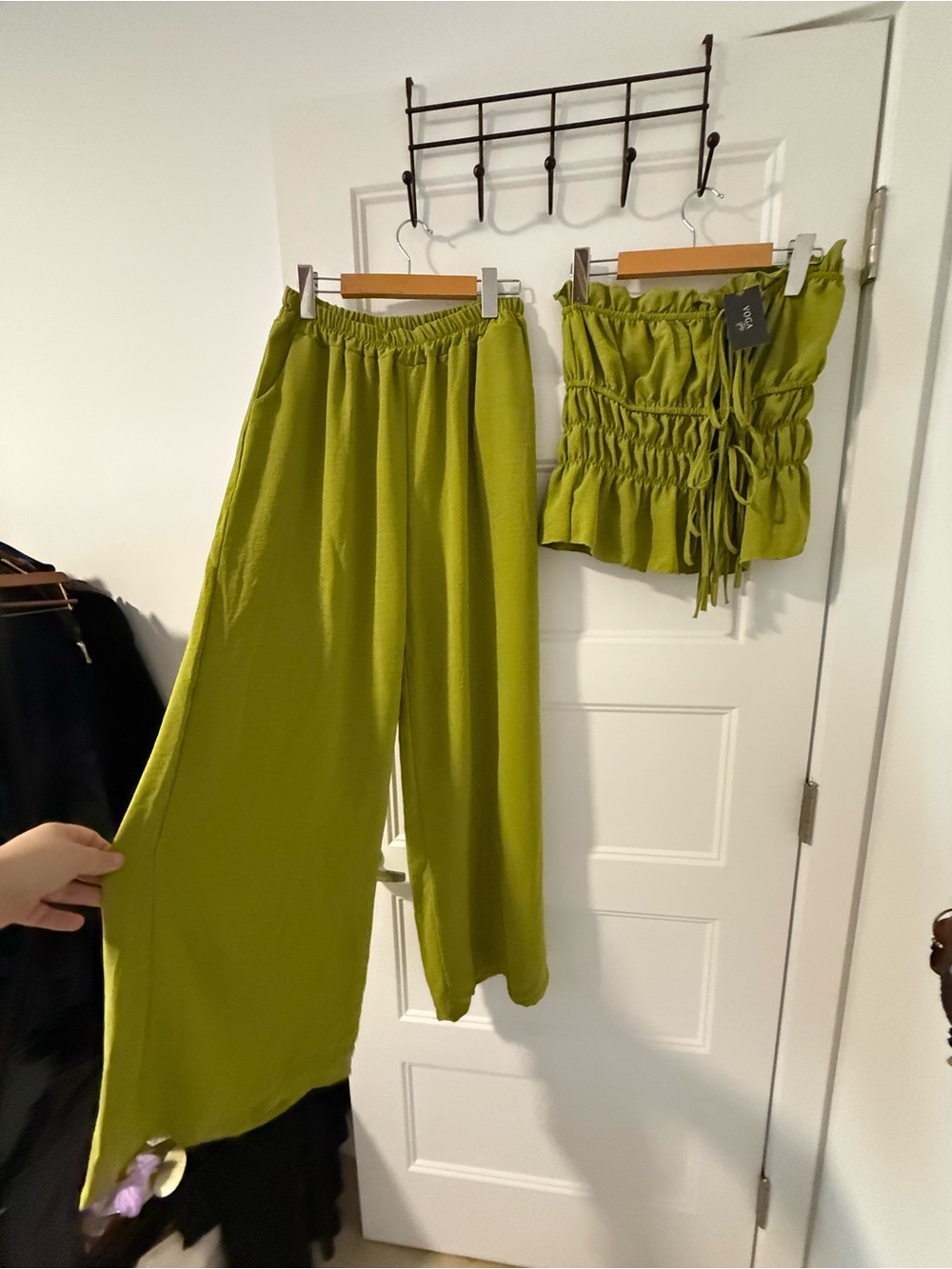 Olive Green Wide Leg Pants - Unbranded